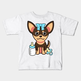 Cute small dog Gender reveal - its a boy Kids T-Shirt